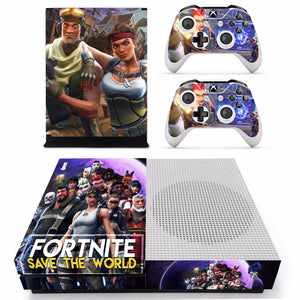 Game Fortnite Skin Sticker Decal For Microsoft Xbox One S Console and 2 Controllers For Xbox One S Skins Sticker Vinyl