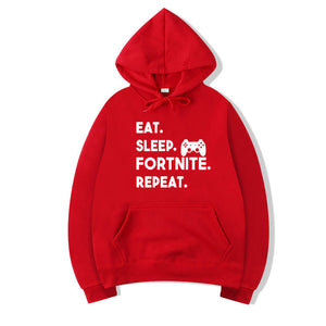 Pkorli Eat Sleep Fortnite Repeat Hoodies Men Women Casual Long Sleeve Hoodies Streetwear Hip Hop Male Pullover Hoody Fortnite