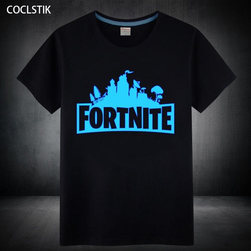 100% Cotton Adult/Kids Summer Fluorescent Fortnite Print T Shirt Male/Mens Casual Luminous Fortnite Short Sleeve T-shirt S-5XL